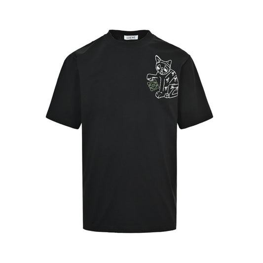 Loewe & Louis Wain ceramic vase cat line round neck short sleeves