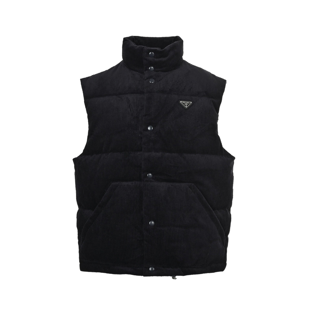 Prada triangle corduroy down vest (navy blue)