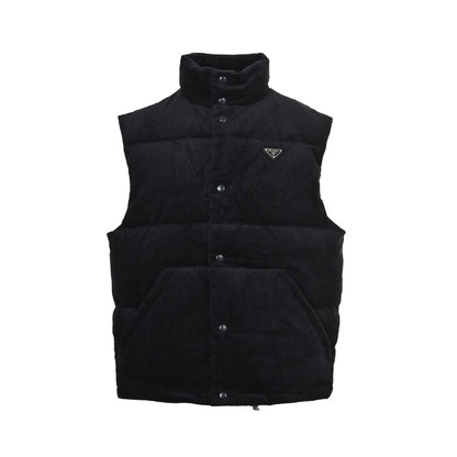 Prada triangle corduroy down vest (navy blue)