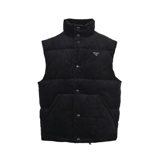 Prada triangle corduroy down vest (navy blue)