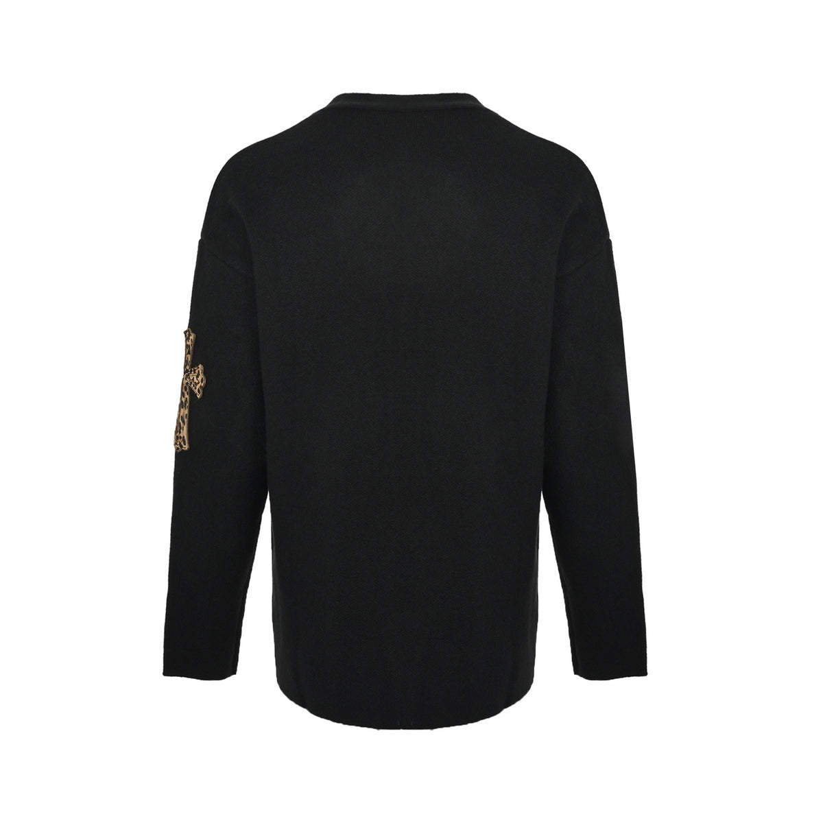 Chrome Hearts/Chrome Heart patched leopard print leather label sweater cardigan