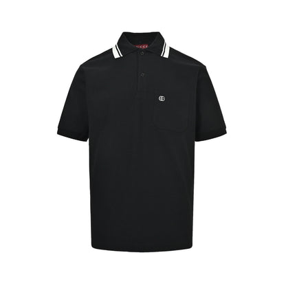 Gucci classic pocket double G embroidered small label Polo short sleeves