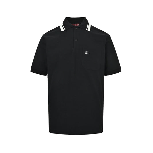 Gucci classic pocket double G embroidered small label Polo short sleeves