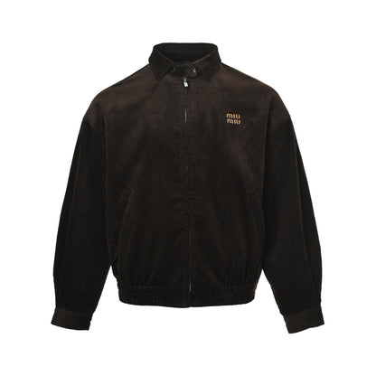 Miu Miu letter embroidered corduroy jacket
