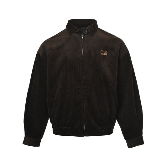 Miu Miu letter embroidered corduroy jacket