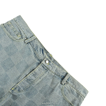 Louis Vuitton 25ss checkerboard denim shorts
