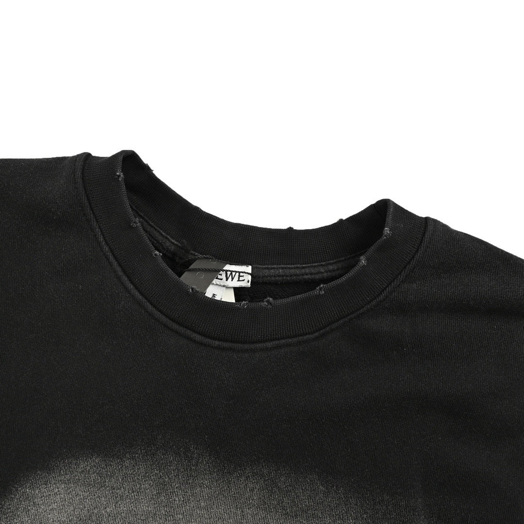 Loewe/Luo Yiwei 24Fw gradient washed printed round neck sweatshirt