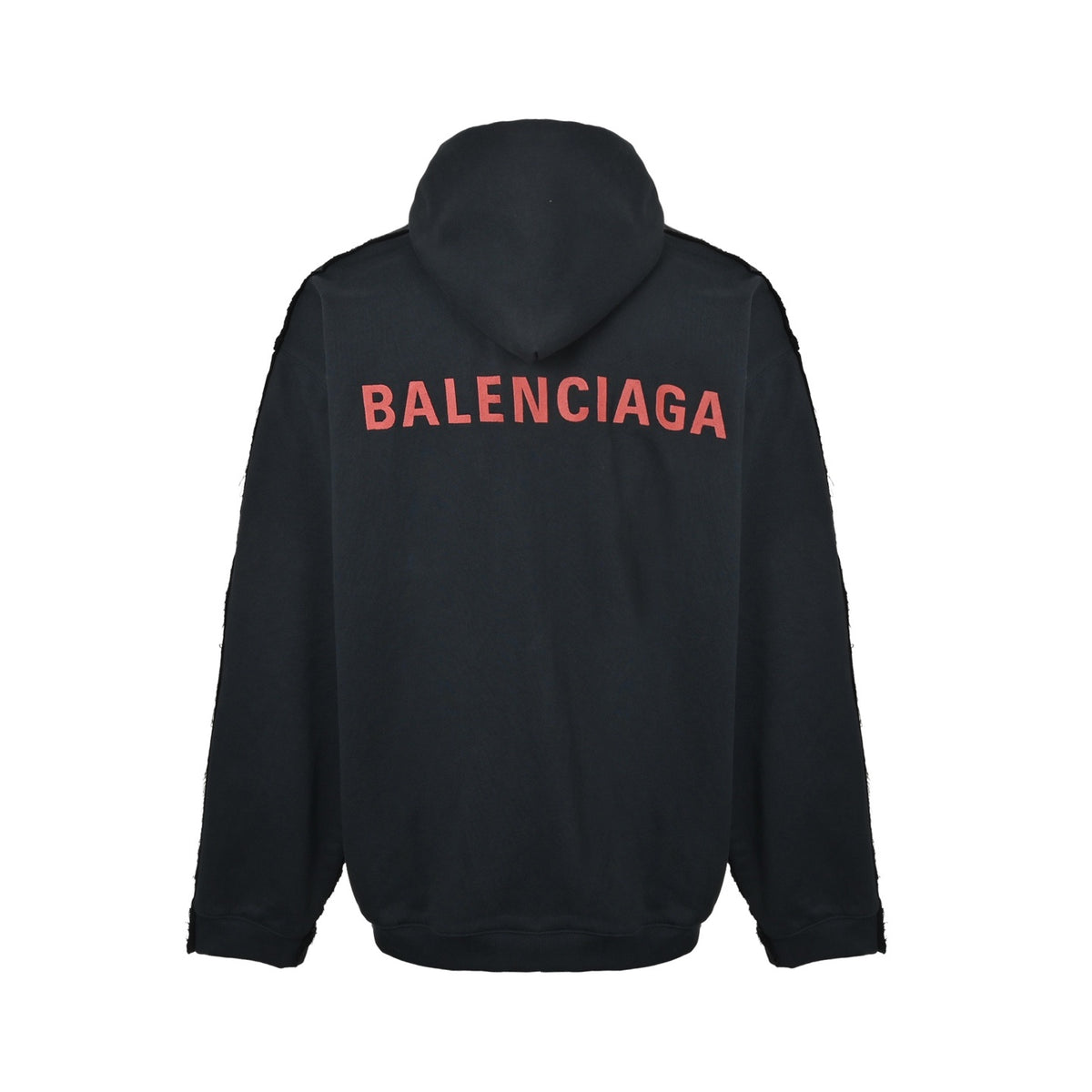 Balenciaga embroidered patchwork hooded denim jacket
