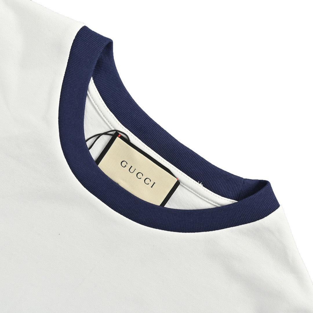 Gucci 23ss 1921 embroidered logo contrasting short sleeves