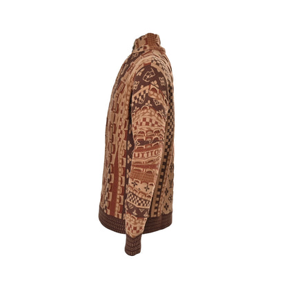 Louis Vuitton patchwork jacquard ethnic style half-zip sweater
