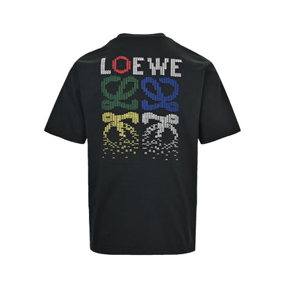 Loewe/Luo Yiwei 26ss colorful logo embroidered short sleeves