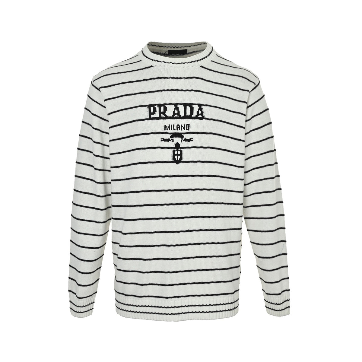 Prada letter jacquard striped crew neck sweater