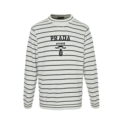 Prada letter jacquard striped crew neck sweater