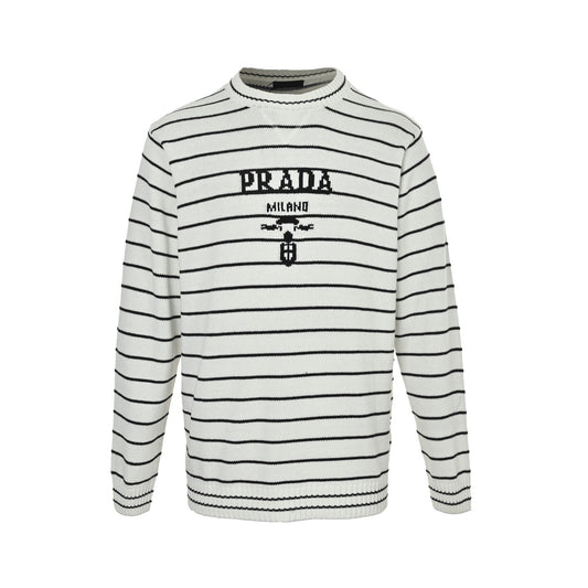 Prada letter jacquard striped crew neck sweater