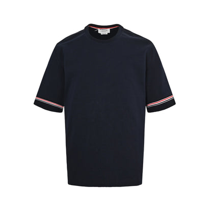 Thom Browne/Thom Brown 25ss cuffs three-color striped web short sleeves