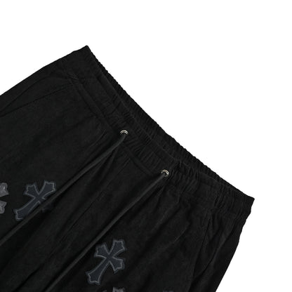 Chrome Hearts cross patch embroidered corduroy shorts