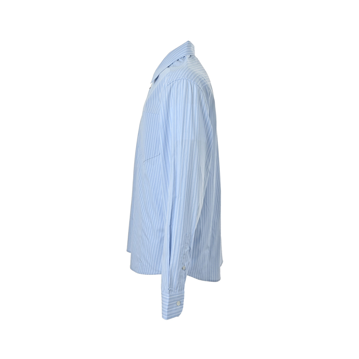 Ami Paris blue vertical stripe embroidered long-sleeved shirt