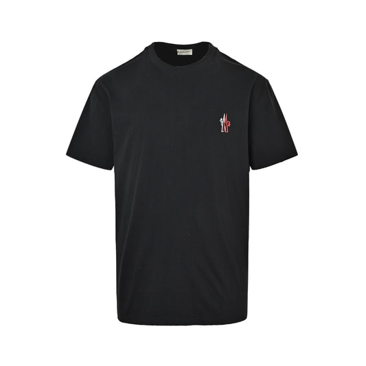 Moncler/muzzle 26ss short sleeves with three-color embroidery small logo on the chest