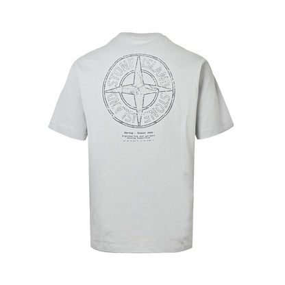 Stone Island Mottled Island Logo Printed Short Sleeves