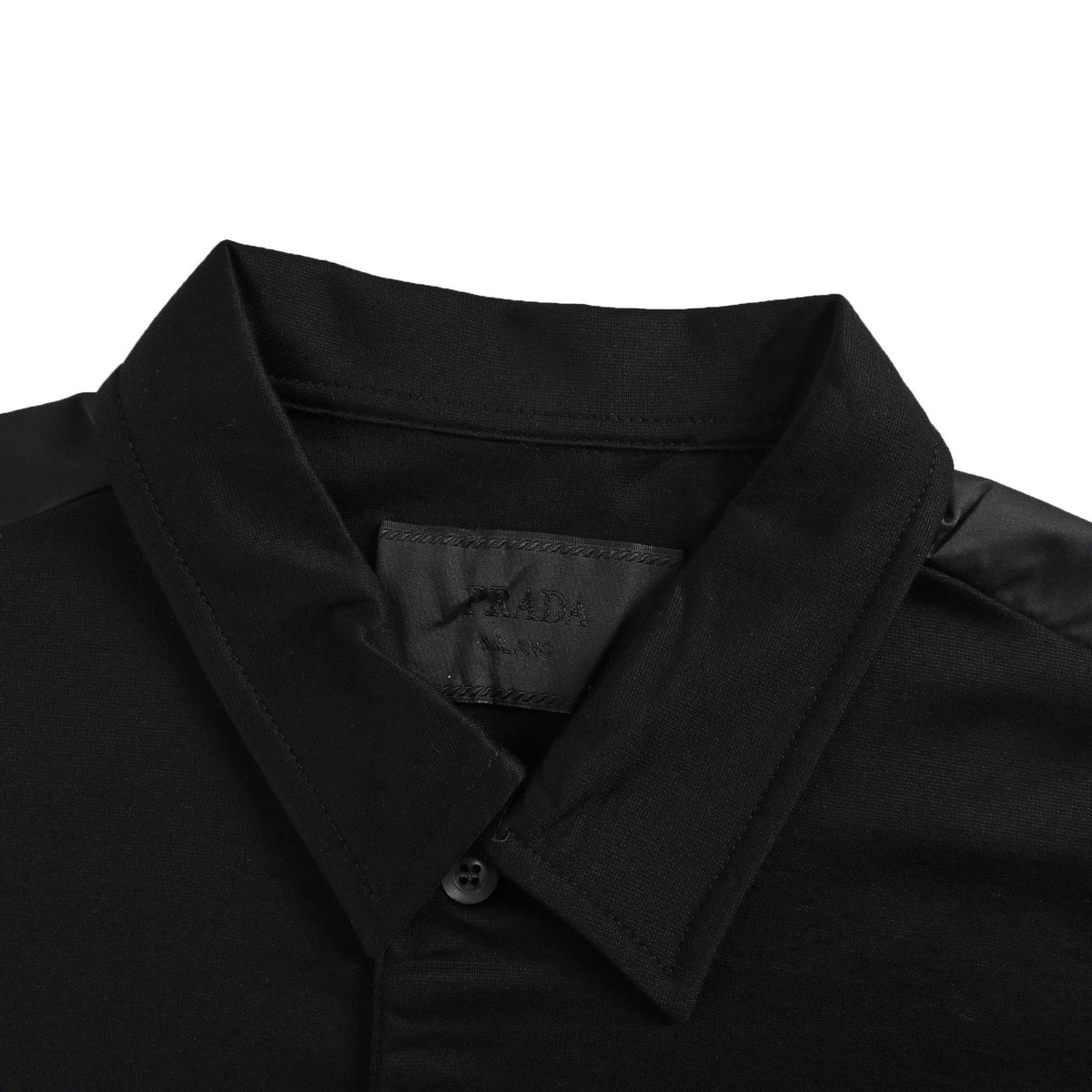 Prada 25ss triangle logo nylon pocket splicing Polo short sleeves