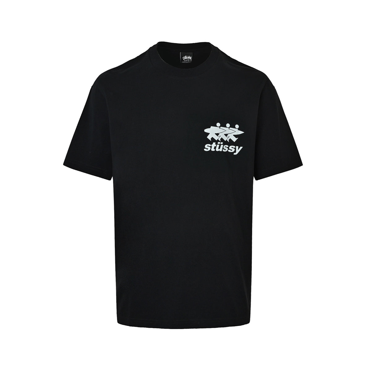 Stussy large printed round neck short sleeves on the back