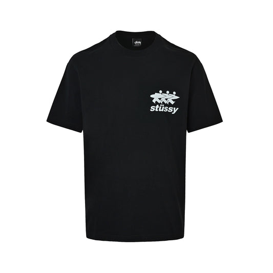 Stussy large printed round neck short sleeves on the back