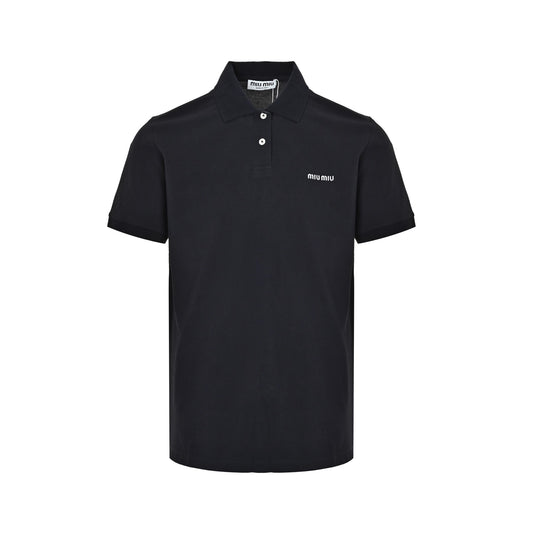Miu Miu classic logo embroidered Polo short sleeves