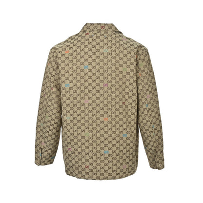 Gucci 25Fw GG colorful embroidered all over printed jacquard canvas zipper jacket