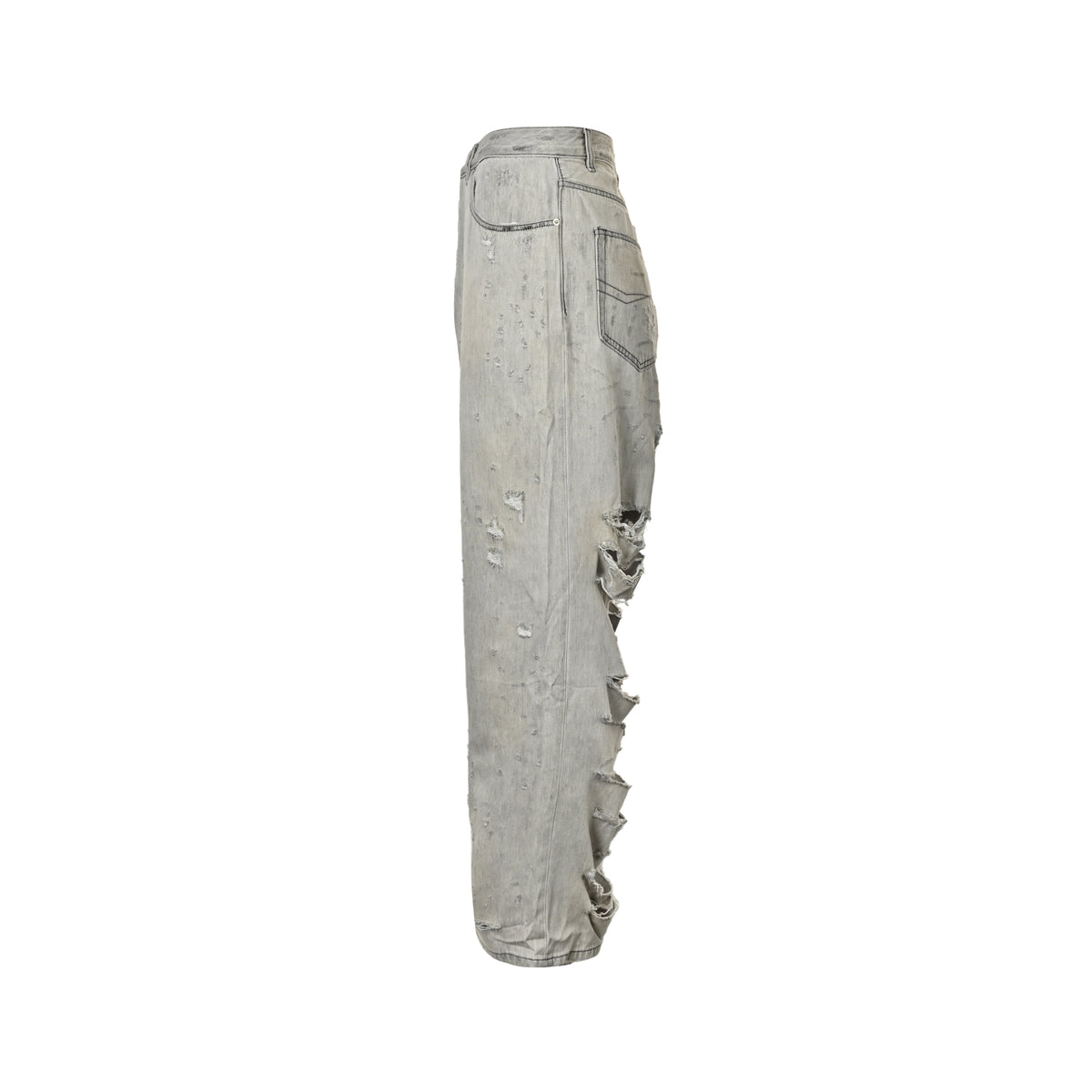 Balenciaga/Balanciaga 24FW white large destruction knife cut jeans