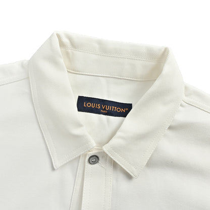 Louis Vuitton leather label printed shirt jacket