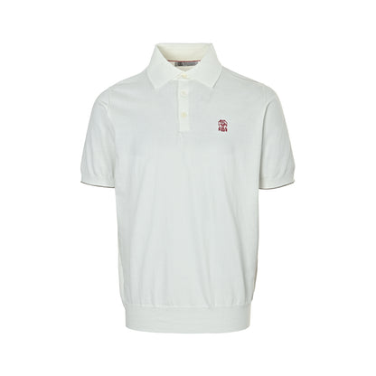BRUNELLO CUCINELLI BC White Badge Cashmere Knitted POLO Short Sleeve
