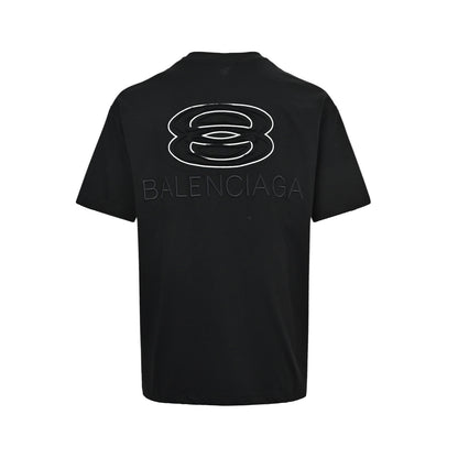 Balenciaga double-ring patch embroidered short sleeves
