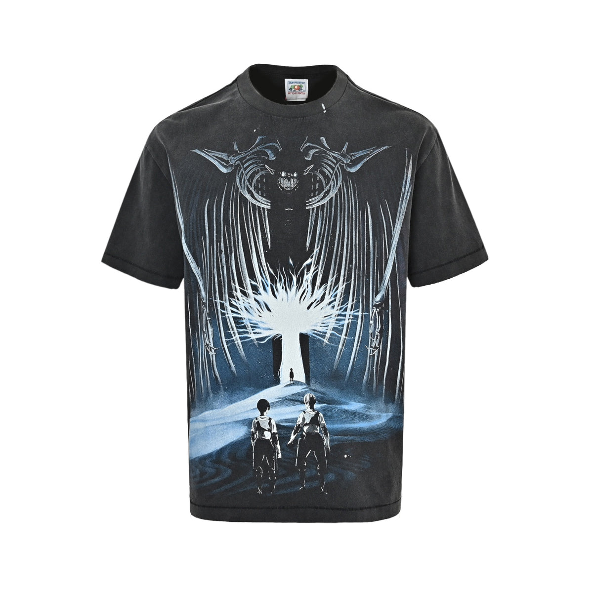 SAINT MICHAEL Final Chapter Earth Ring Print Distressed Retro Washed Short Sleeves