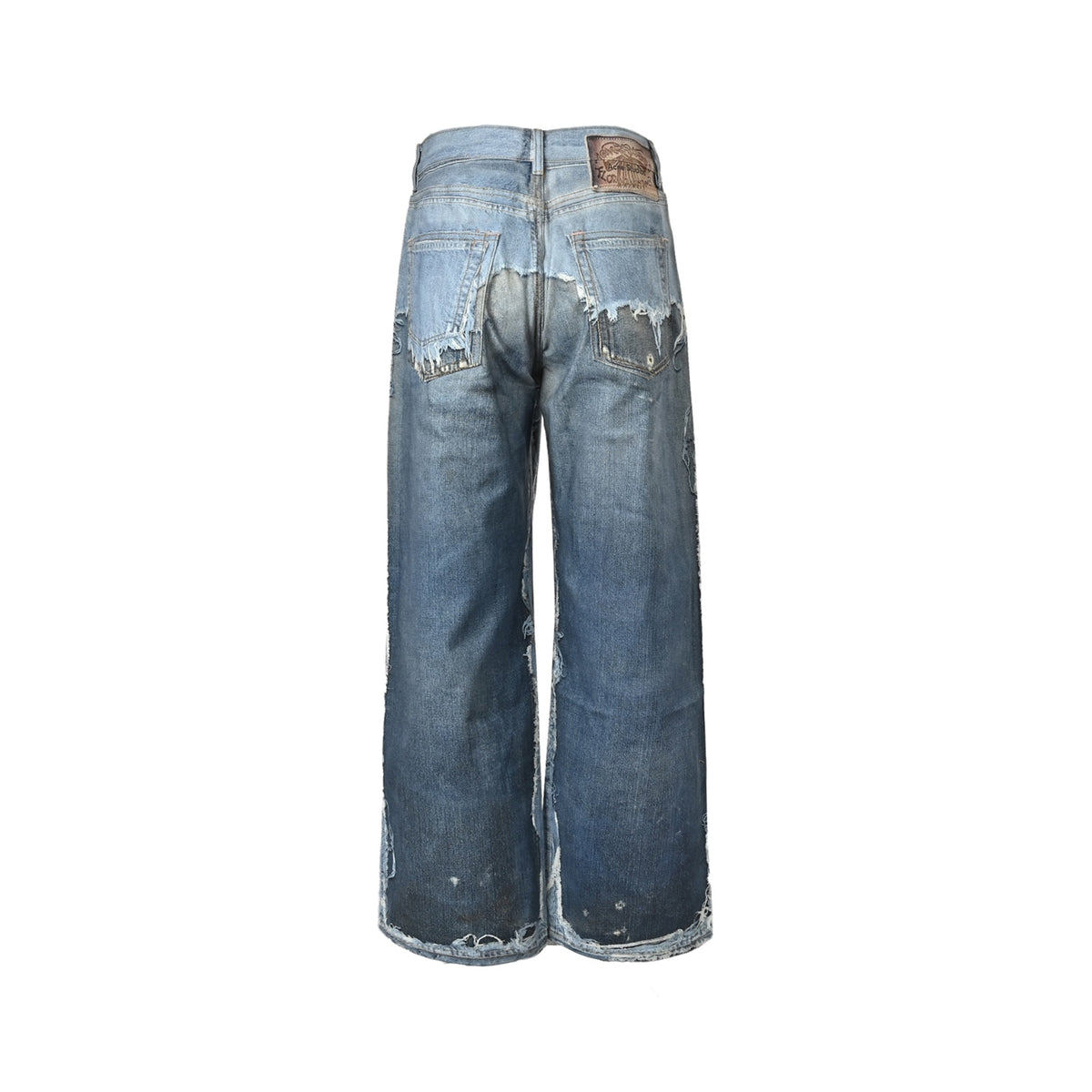 Acne Studios trompe l'oeil print dyed distressed jeans