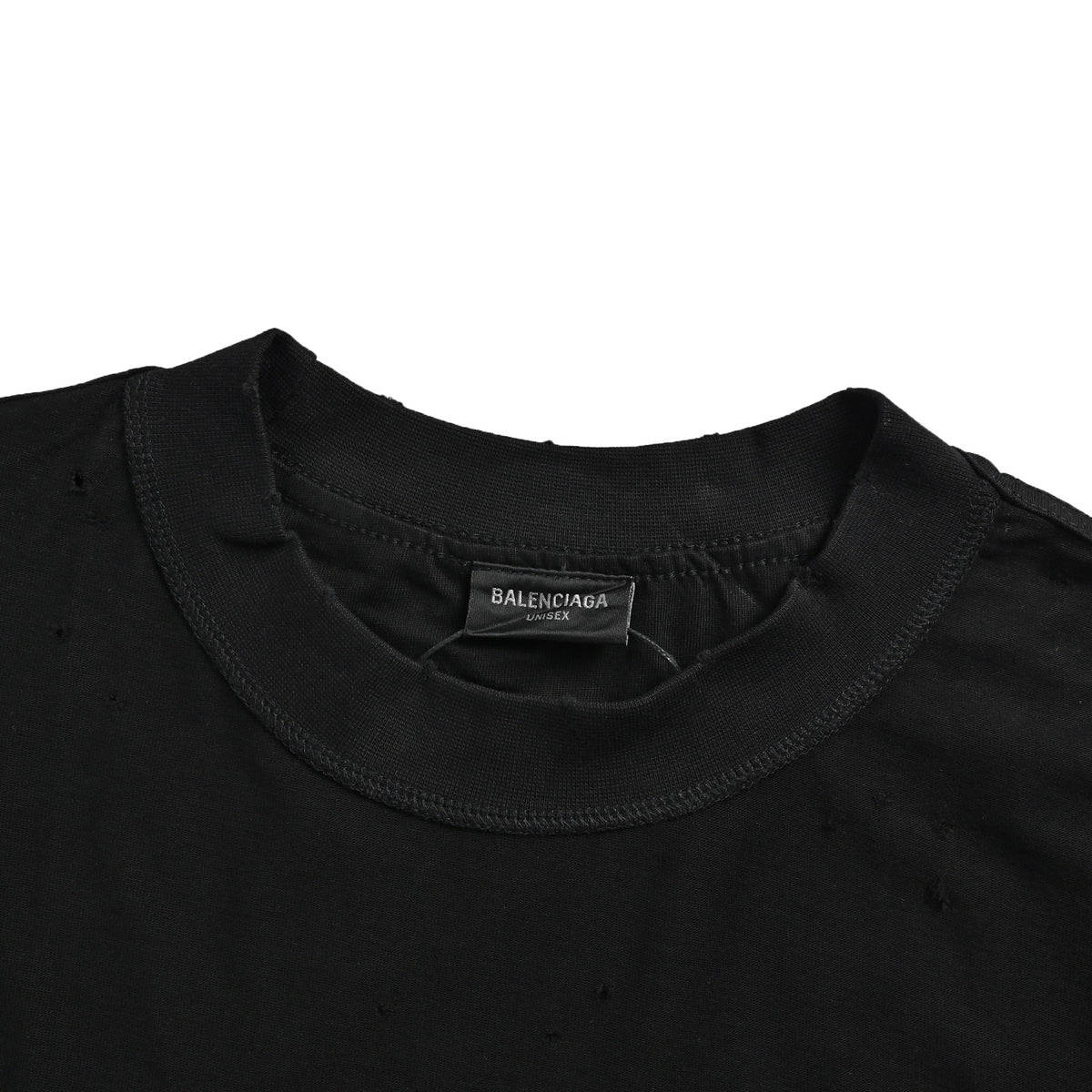 Balenciaga reverse-wear castle print ripped short-sleeves