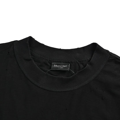 Balenciaga reverse-wear castle print ripped short-sleeves