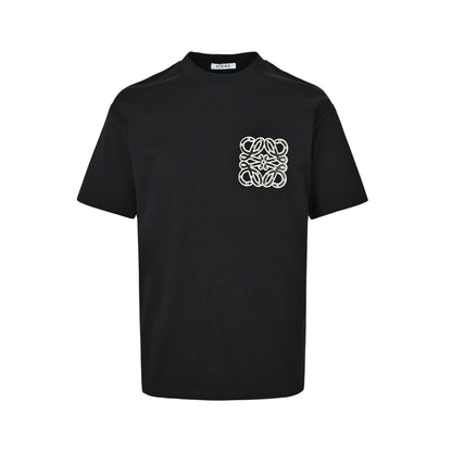 Loewe/Luo Yiwei stitched leather three-dimensional logo short sleeves