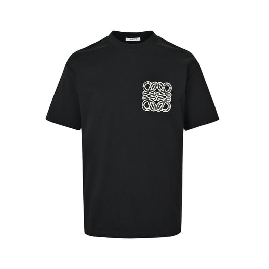 Loewe/Luo Yiwei stitched leather three-dimensional logo short sleeves