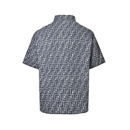 Fendi topstitched FF jacquard short-sleeved shirt