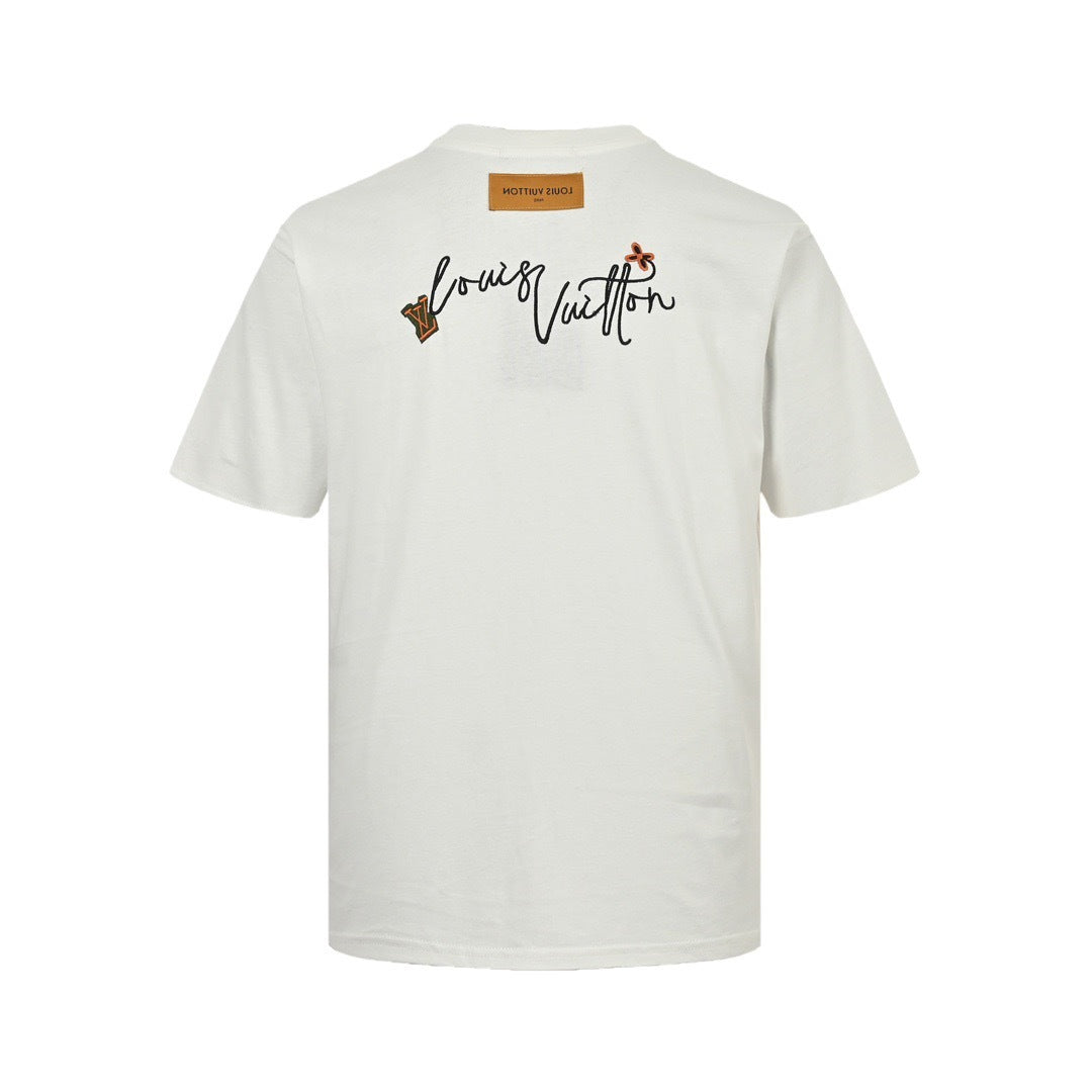 Louis Vuitton 24ss flower letter embroidered short sleeves