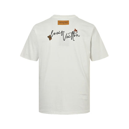 Louis Vuitton 24ss flower letter embroidered short sleeves