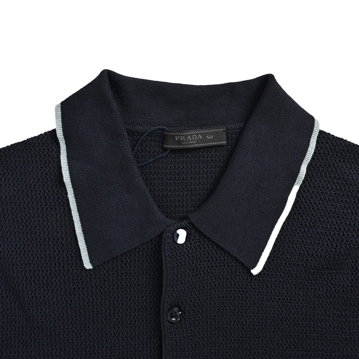 Prada logo mesh knitted Polo short sleeves