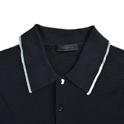 Prada logo mesh knitted Polo short sleeves