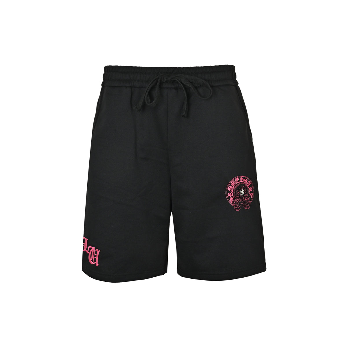 Chrome Hearts Sanskrit horseshoe cross pink embroidered shorts