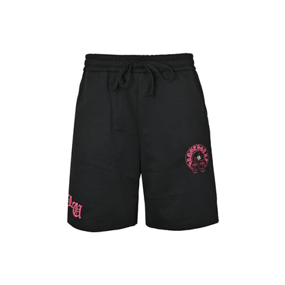 Chrome Hearts Sanskrit horseshoe cross pink embroidered shorts