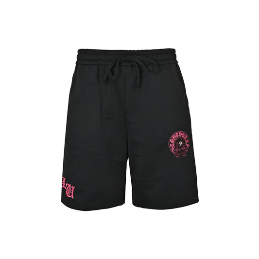 Chrome Hearts Sanskrit horseshoe cross pink embroidered shorts