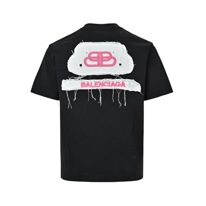 Balenciaga/Balanciaga Double B lock large patch embroidered round neck short sleeves