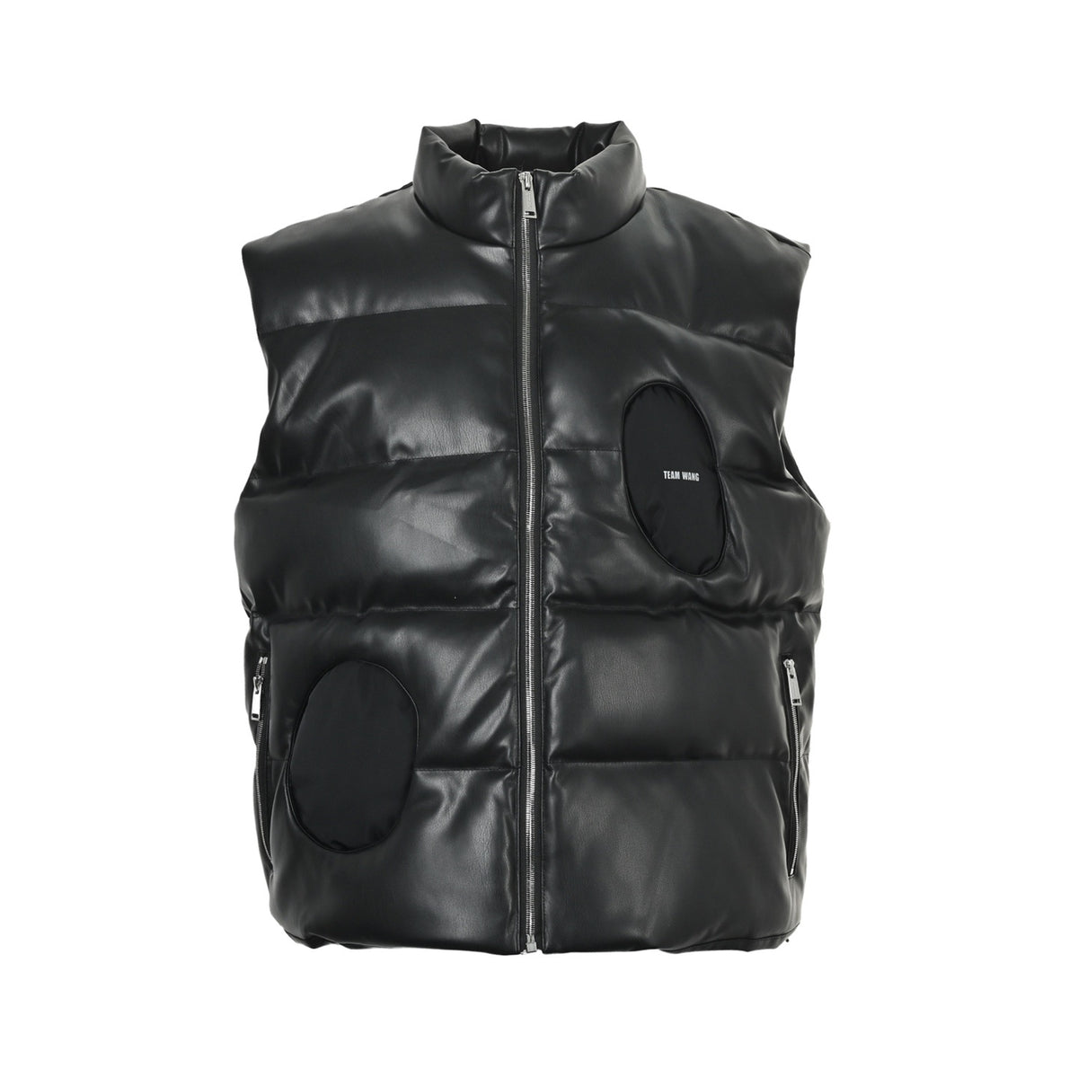 TEAM WANG first generation lettered leather down vest