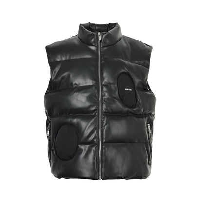 TEAM WANG first generation lettered leather down vest