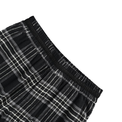 Chrome Hearts plaid cross leather label three-quarter shorts